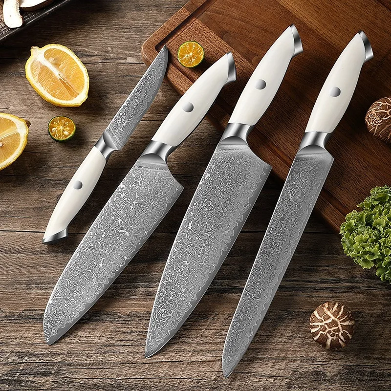 Japanese Chef Knife Cleaver Fish Fillet Salmon Knife 67 Layer Damacus Steel Carving Bread Utility Paring Kitchen Knives Set