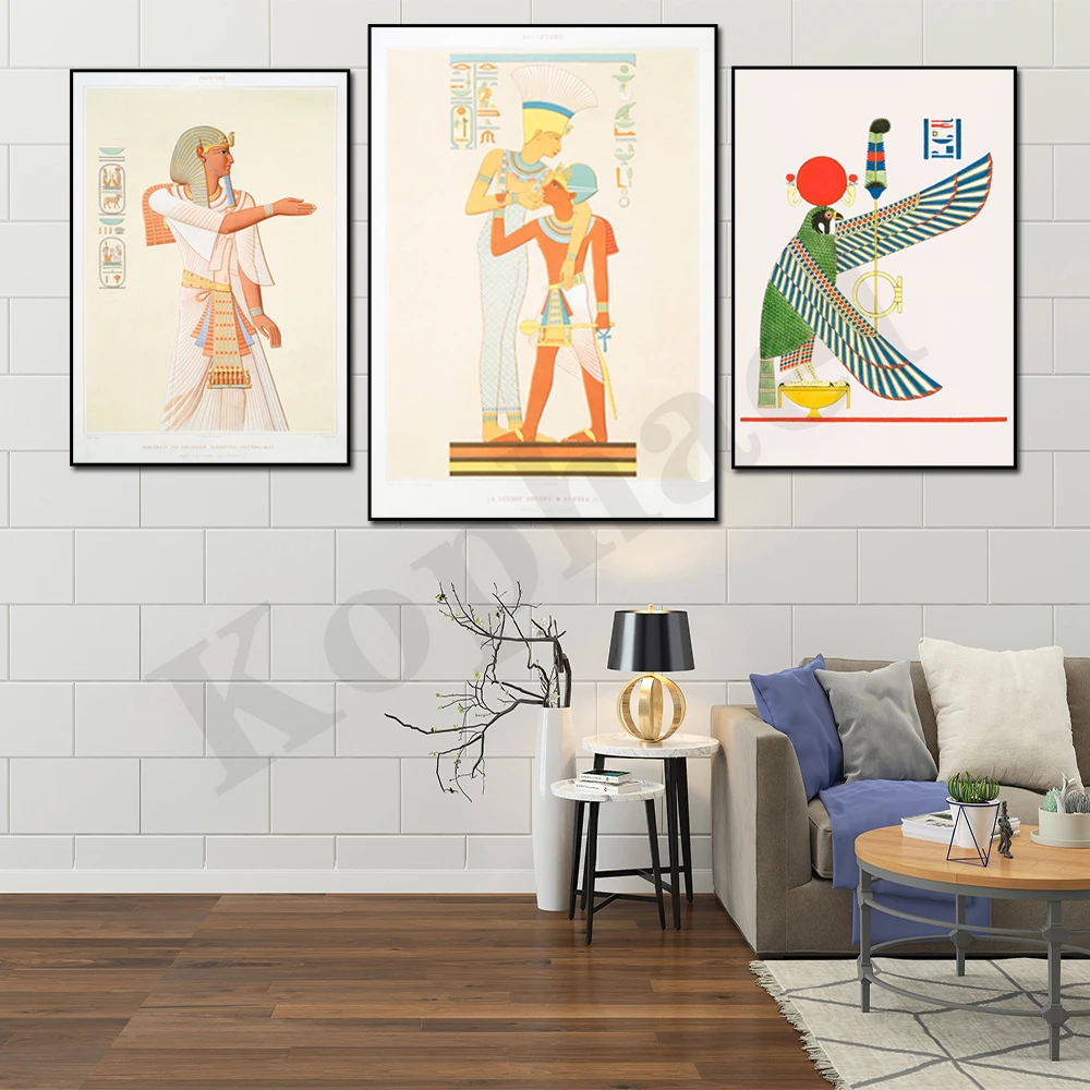 Abstract Vintage Ancient Egypt Pyramids Egyptian Goddess Pharaoh Birds Falcon Archaeology Art Wall Poster