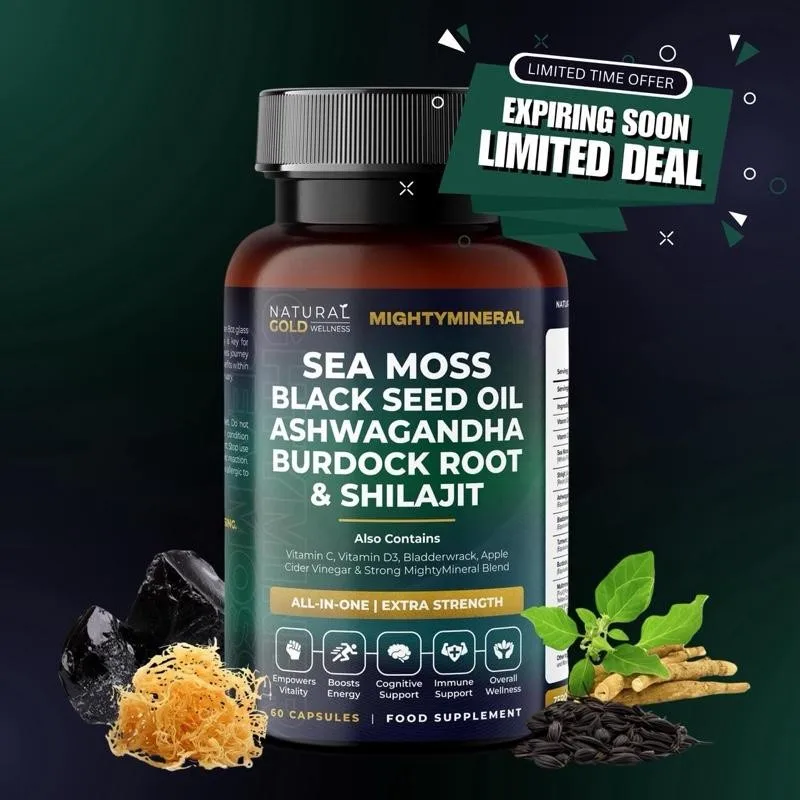 Black Seed Oil, Shilajit, Sea Moss, Ashwagandha, Immune, Bone Health, Cognitive Support, Boosts Energy, Empowers Vitality