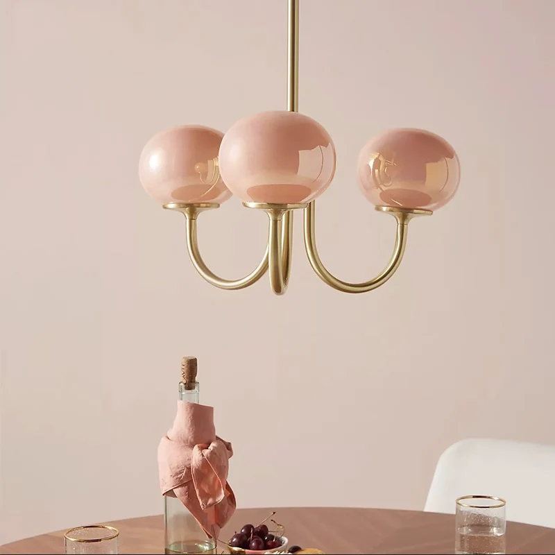 Nordic Simple Bedroom Lamp Designer Art Warm Romantic Children's Room Pink Medieval Bauhaus Chandelier