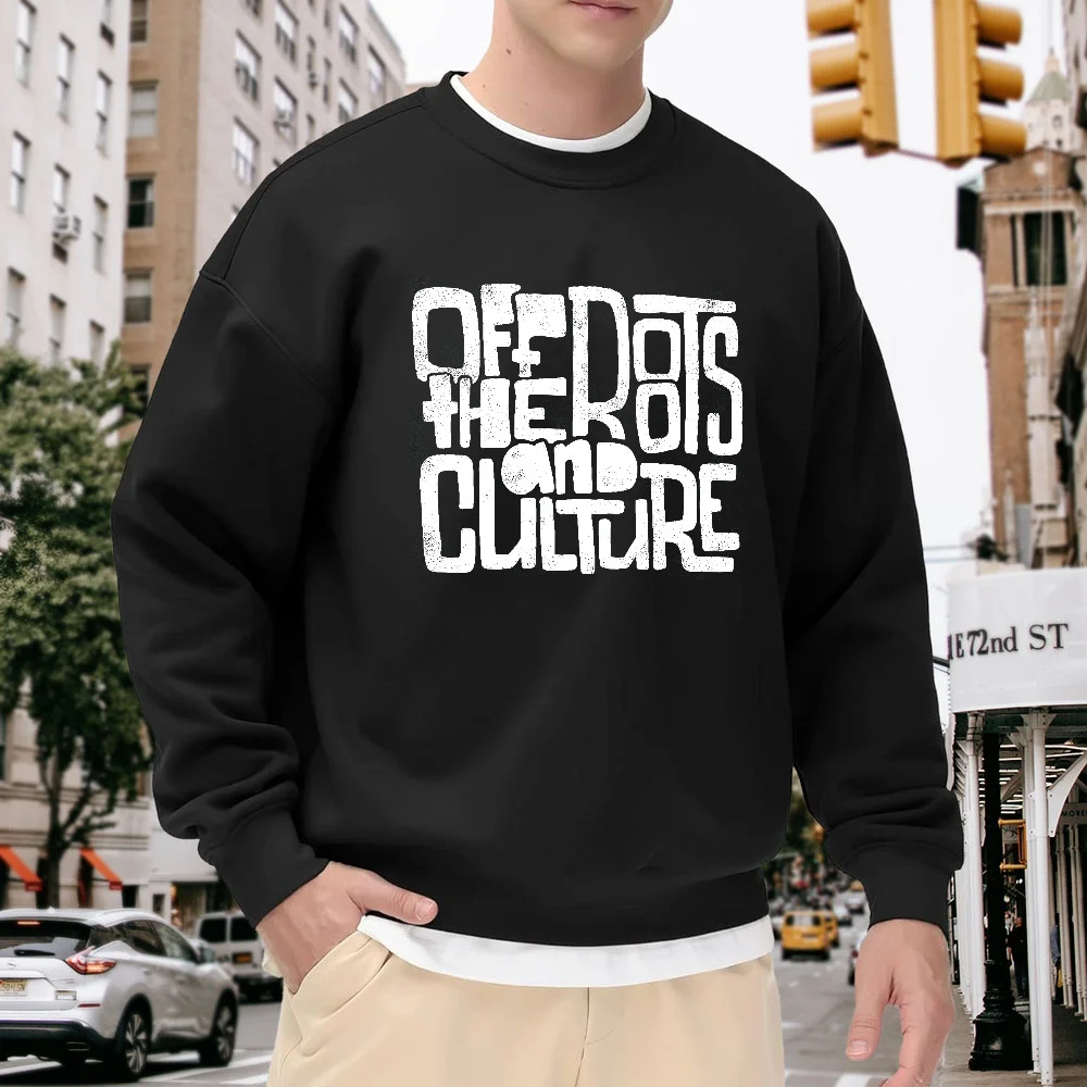 

Men's Black Crew Neck Loose Sweatshirt with Letter Print, Street Style Top, Everyday Casual Versatile Item, Comfortable, Breathable, Trendy Piece