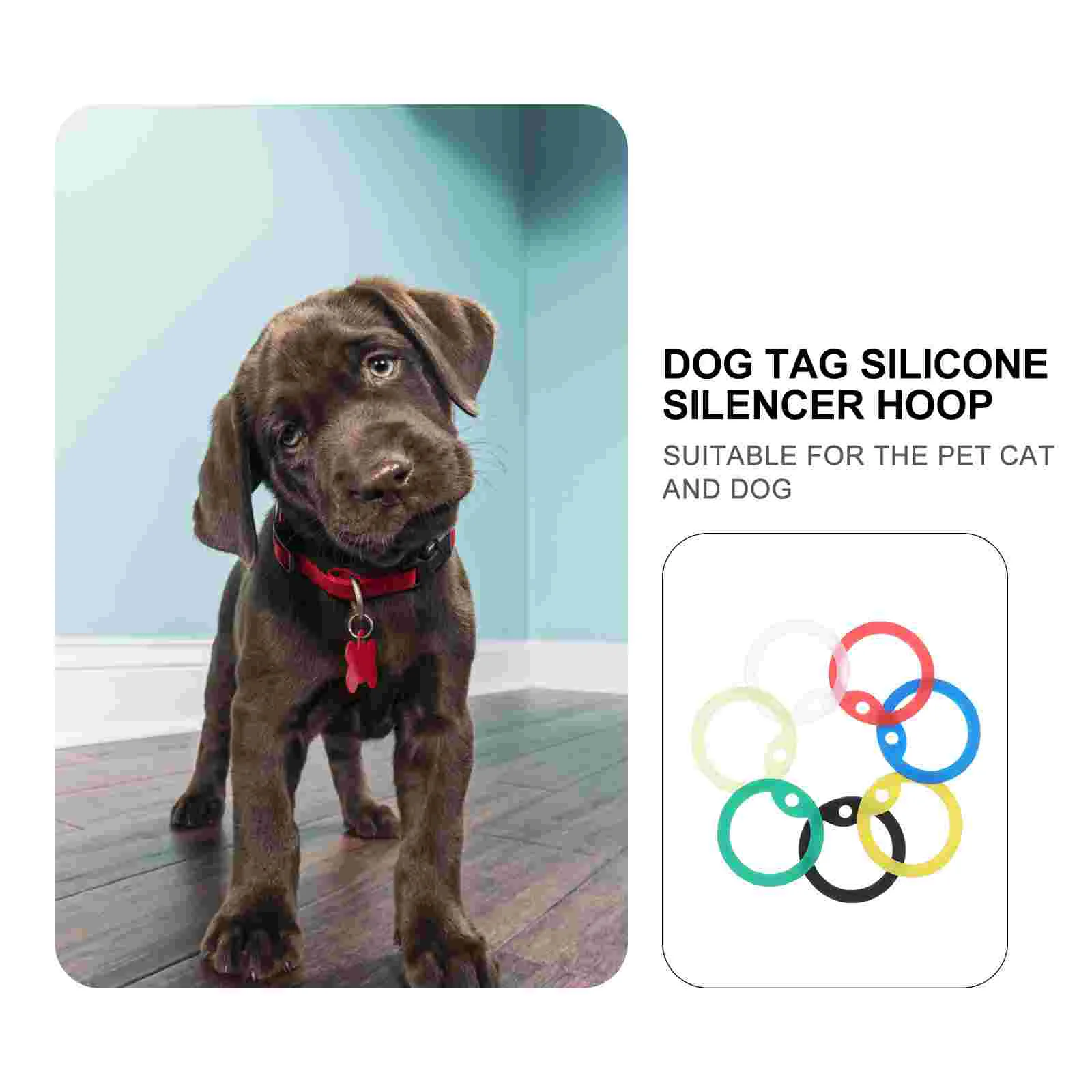 14pcs Silicone Dog Name Tag Silencers Pet Cat Tag ID Tag Mute Hoops Pet ID Tag Silencers Silicone Pet Tag Silence Hoops