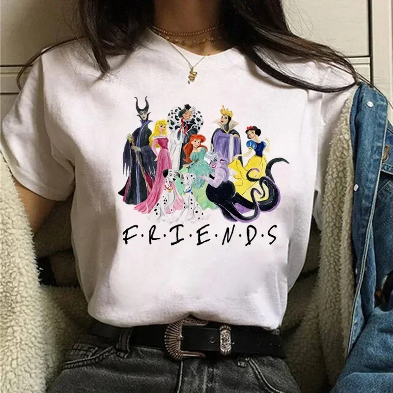 Womens Disney Cute Cartoon Villains Queen Print T-Shirt Street Breathable Short Sleeve Fashion Casual Clothes Cotton T-shirts