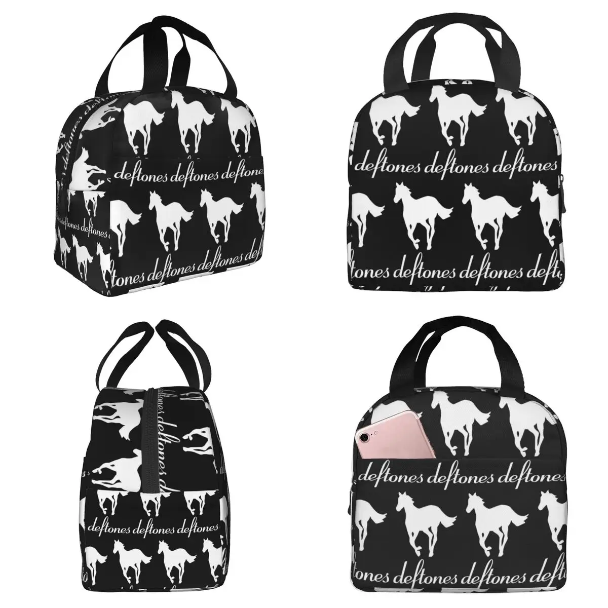 

PP Skull Deftone White Ohms Around Insulated Lunch Bag for Kids School Cooler Thermal Food Box Tote Lunch Boxes Container