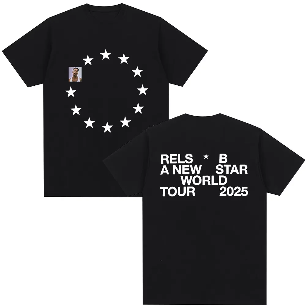Camiseta de la gira mundial New Star de Rels B 2026, ropa para hombre y mujer, camisetas de hip hop, camisetas de verano Harajuku, camisetas streetwear.