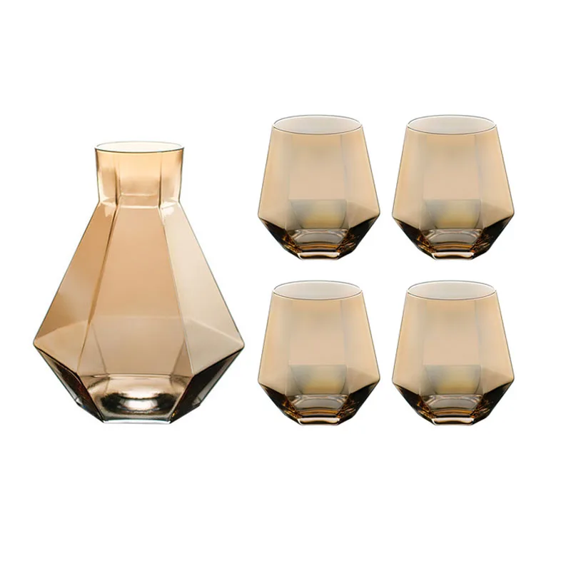 Nordic Geometric Glass Cup Set Milk Juice Whiskey Wine Vodka Bottle Wine Pot Home Party Drinkware