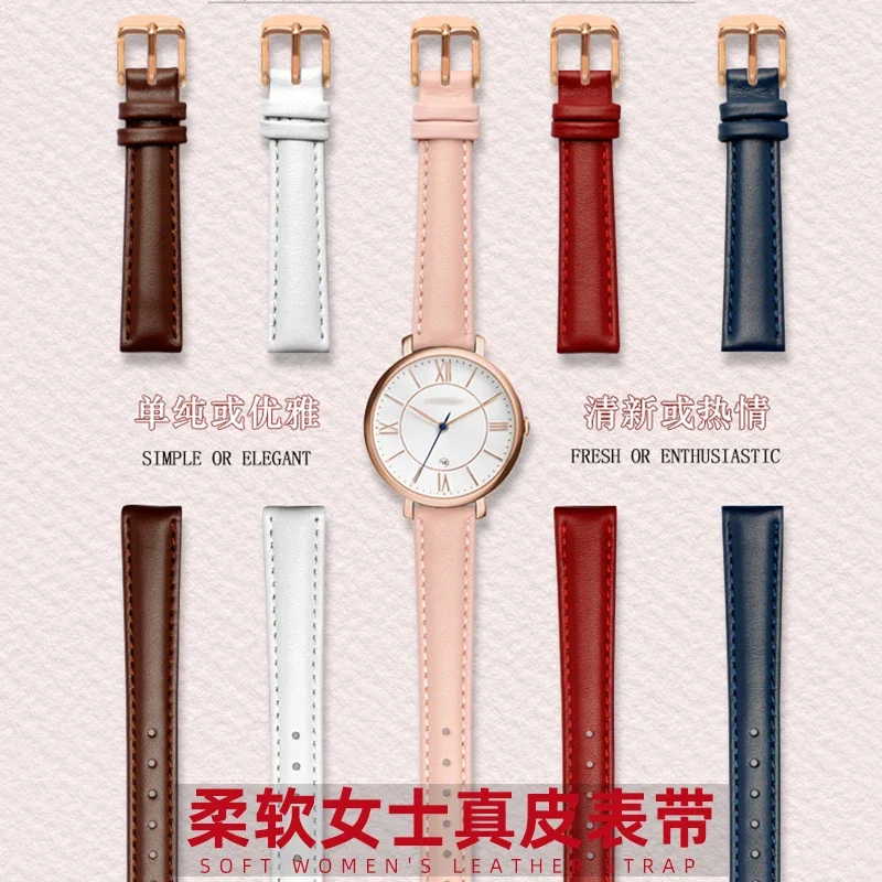 Women's Genuine Leather WatchBands for Casio Fossil Watch Band Folli Follie First Layer Leather Watch Strap 12mm 14mm 16mm image 2