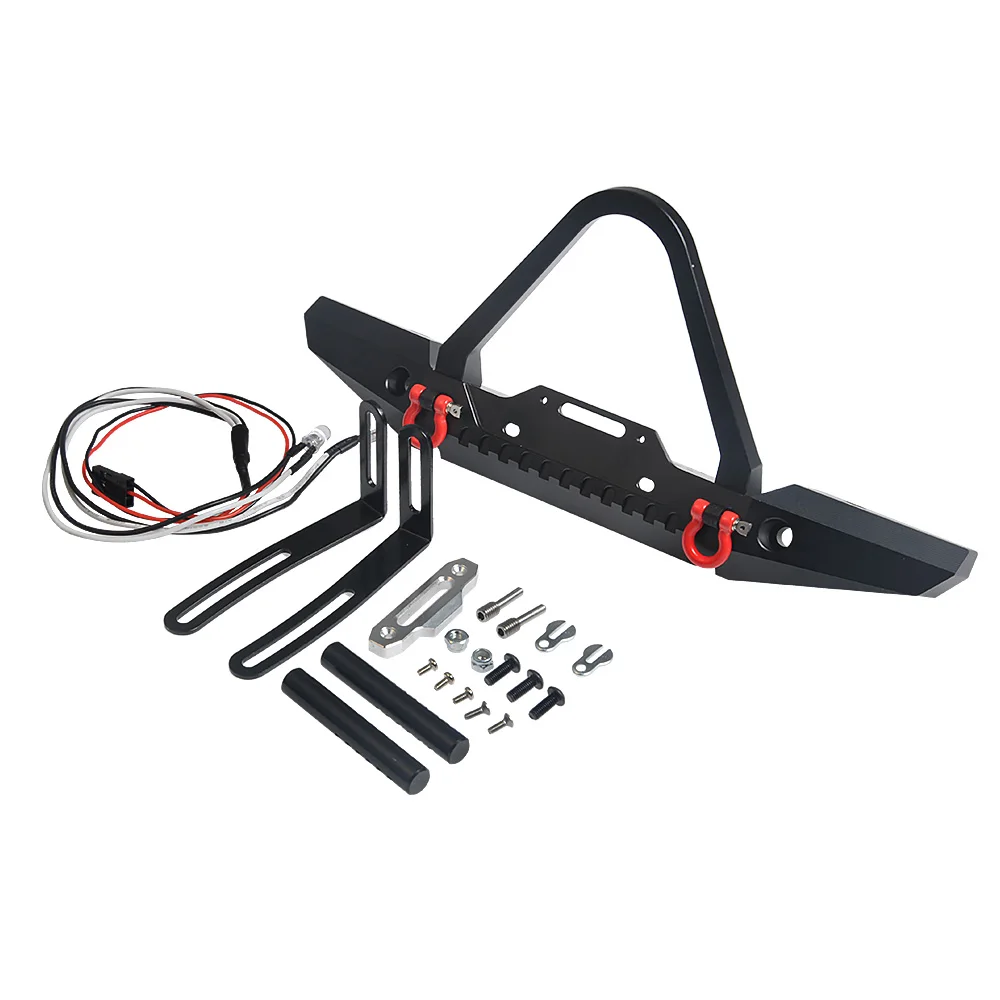 YEAHRUN TRX4 Front Rear Bumper Set with LED Light and D-rings for 1:10 RC Crawler Car TRX-4 Upgrade Parts