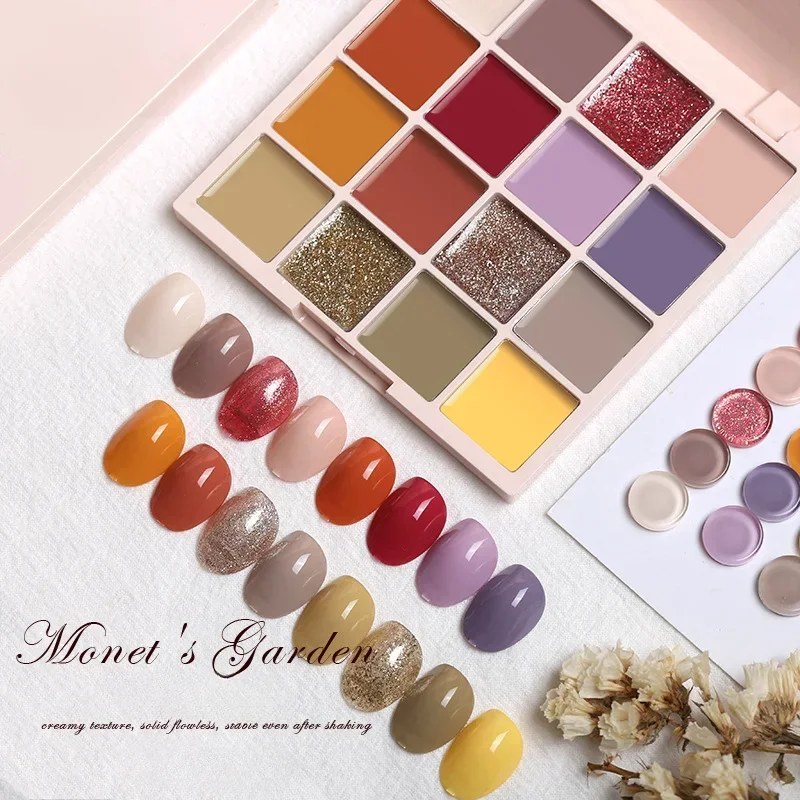 16/8 Colors Solid Nail Gel Palette Soak Off UV/LED Polish Lacquer Salon Gel Varnish Jelly Salon Gel Semi Permanent Hybrid