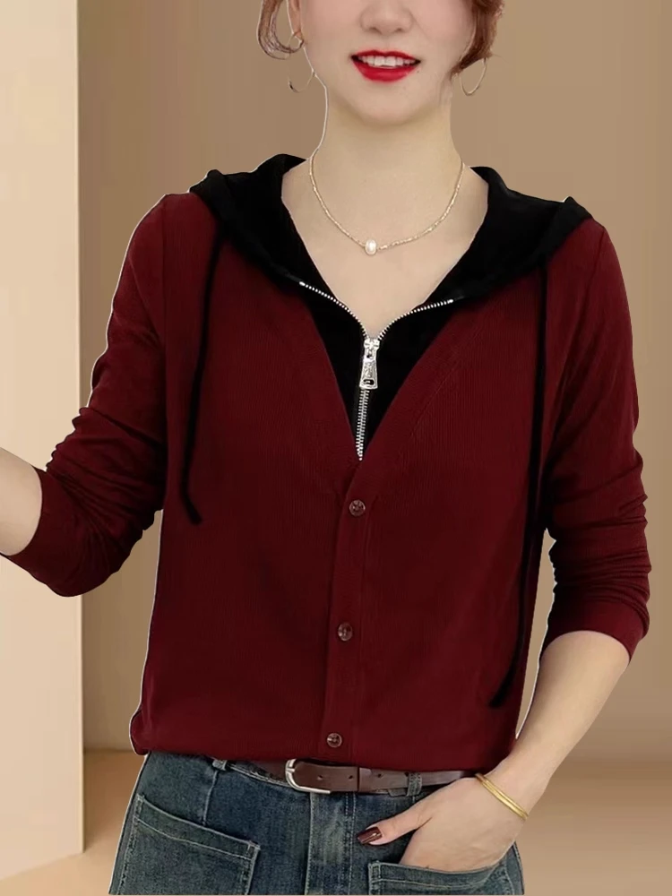Slimming Fashionable Casual Hoodie Women's Half Zip Sweatshirt Base Layer Top Spring Autumn New Arrival European Style