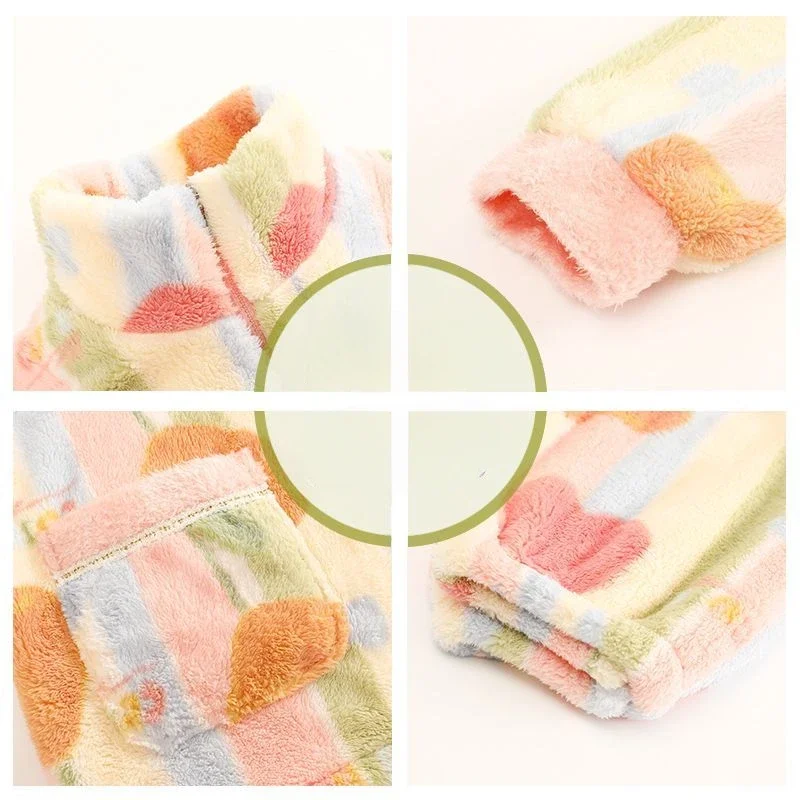 秋冬ガール暖かいインターネット有名人ホームウェアセットフランネルパジャマ韓国語バージョン女性プラスフリース厚い豪華なパジャマ