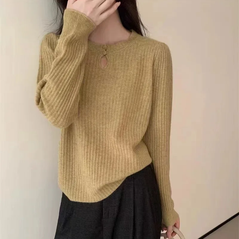 Women's Inner Long Sleeve Top Stylish Knitted Base Layer Sweater Solid Color Spring Autumn Clearance Warehouse Liquidation Z518