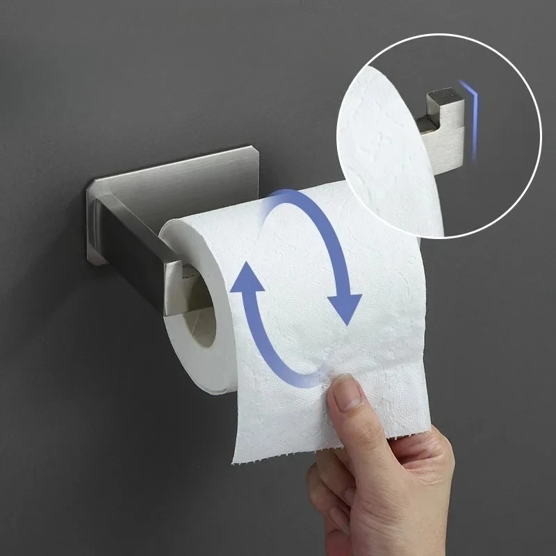 Stainless Steel Hygienic No Drill Toilet Paper Holder Wall Mounted for Bathroom Kitchen Tissue Roll Holder  no Screw