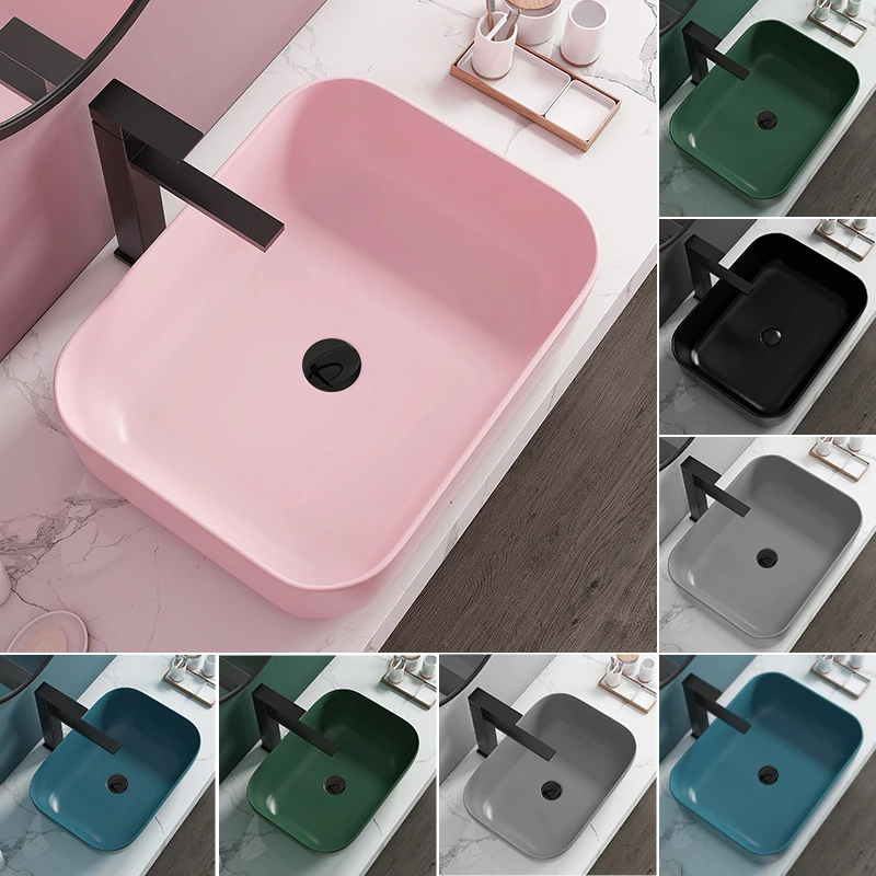 

Цветная раковина для мытья рук маленького размера, домашняя прямоугольная керамическая раковина для балкона и ванной