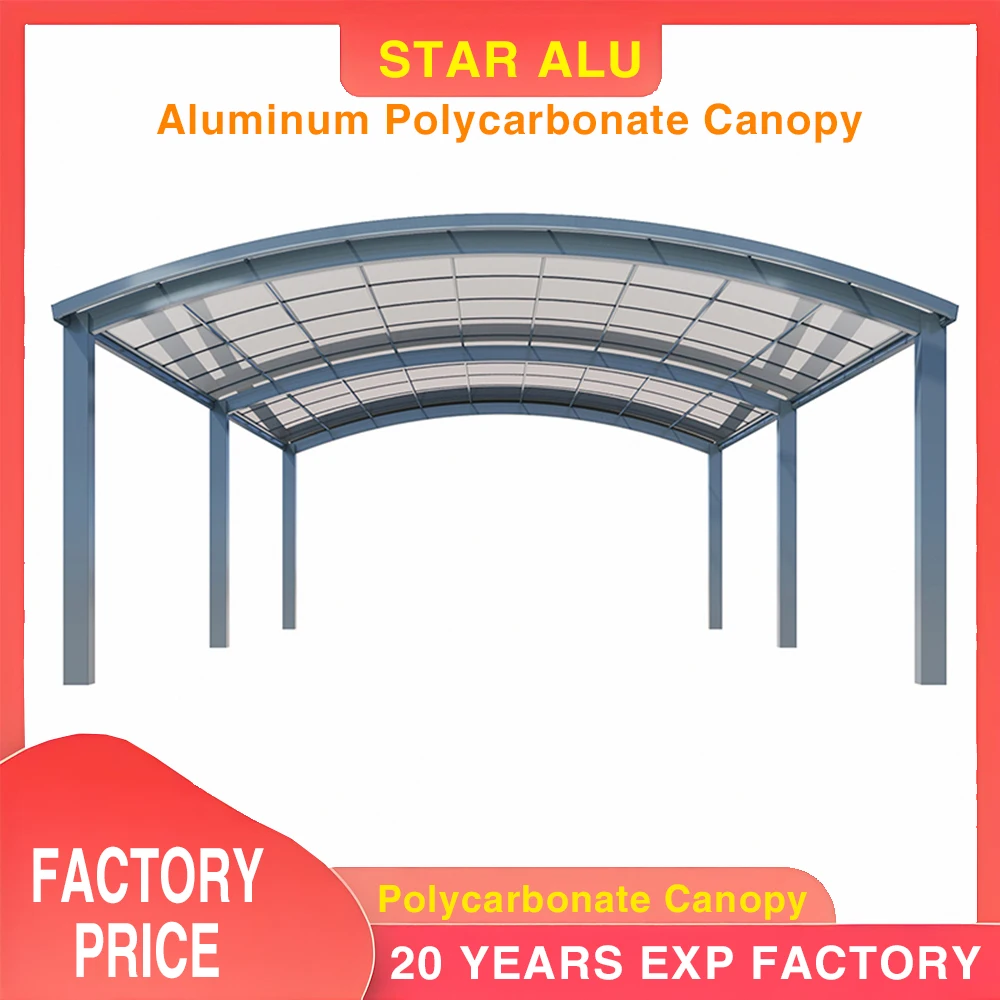 Modern Polycarbonate Canopy Carport – Waterproof Aluminum Frame Sunshade for Driveway or Garden