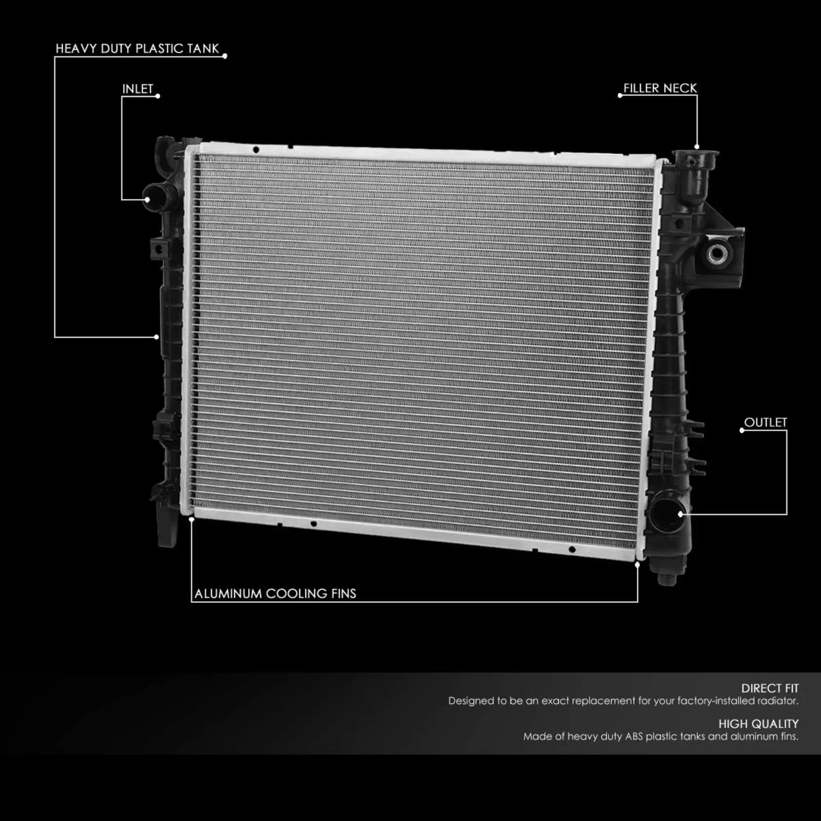 US  DNA Motoring OEM-RA-2813 Factory Style Aluminum Cooling Radiator Compatible With 04-09 Dodge Ram Pickup 5.7L V8,24-1/8