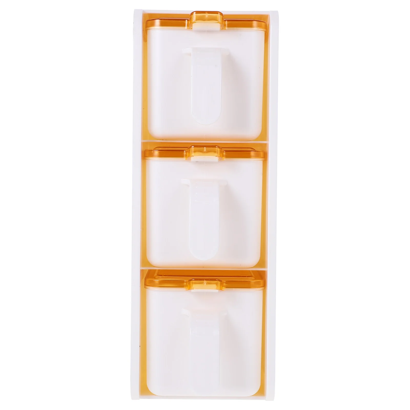 

Wall Mountable 3-Compartment 400ml White Spice Rack Seasoning Container with Lid Spoon Space Saving Kitchen Storage Solution