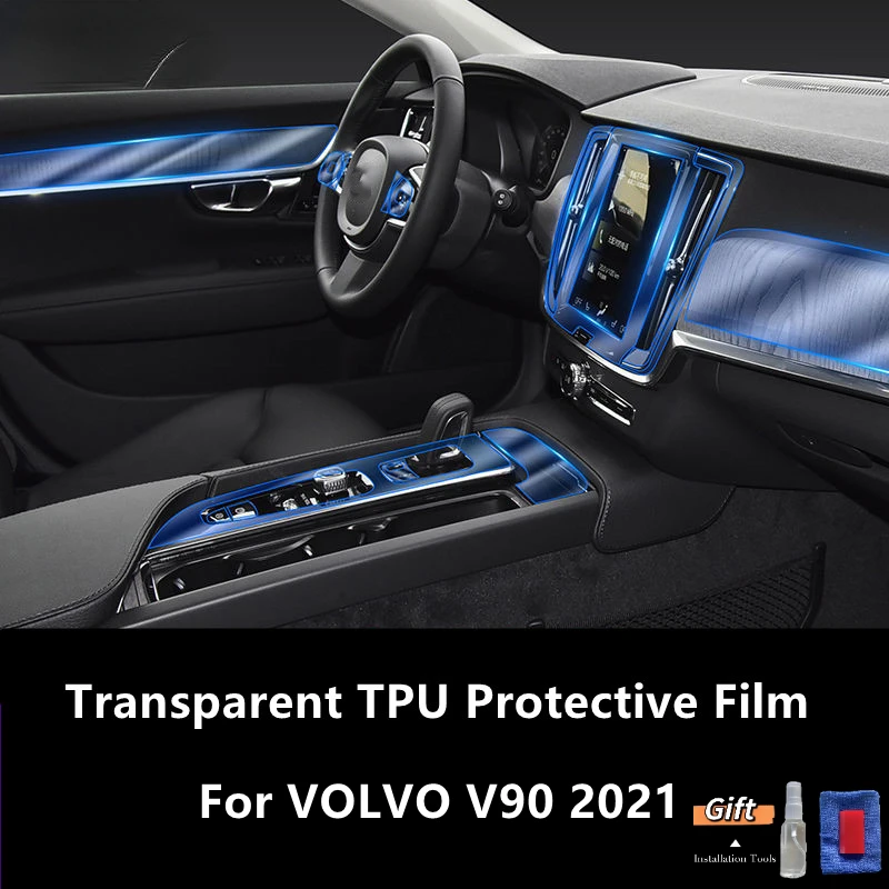 

For VOLVO V90 2021 Car Interior Center Console Transparent TPU Protective Film Anti-scratch Repair Film Accessories Refit