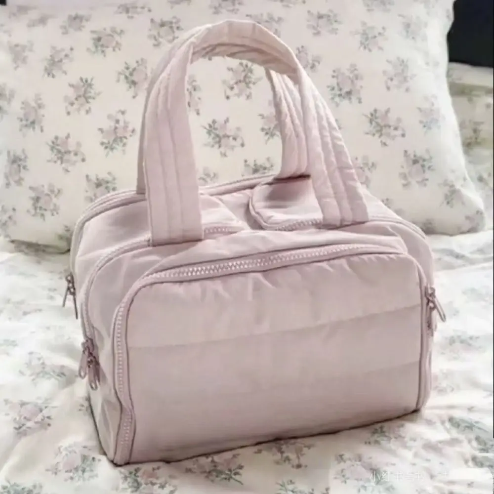 Multipocket Design Cosmetic Handbag Zipper Closure Double Side Open Travel Toiletry Bag Easy Access Comfortable Handle