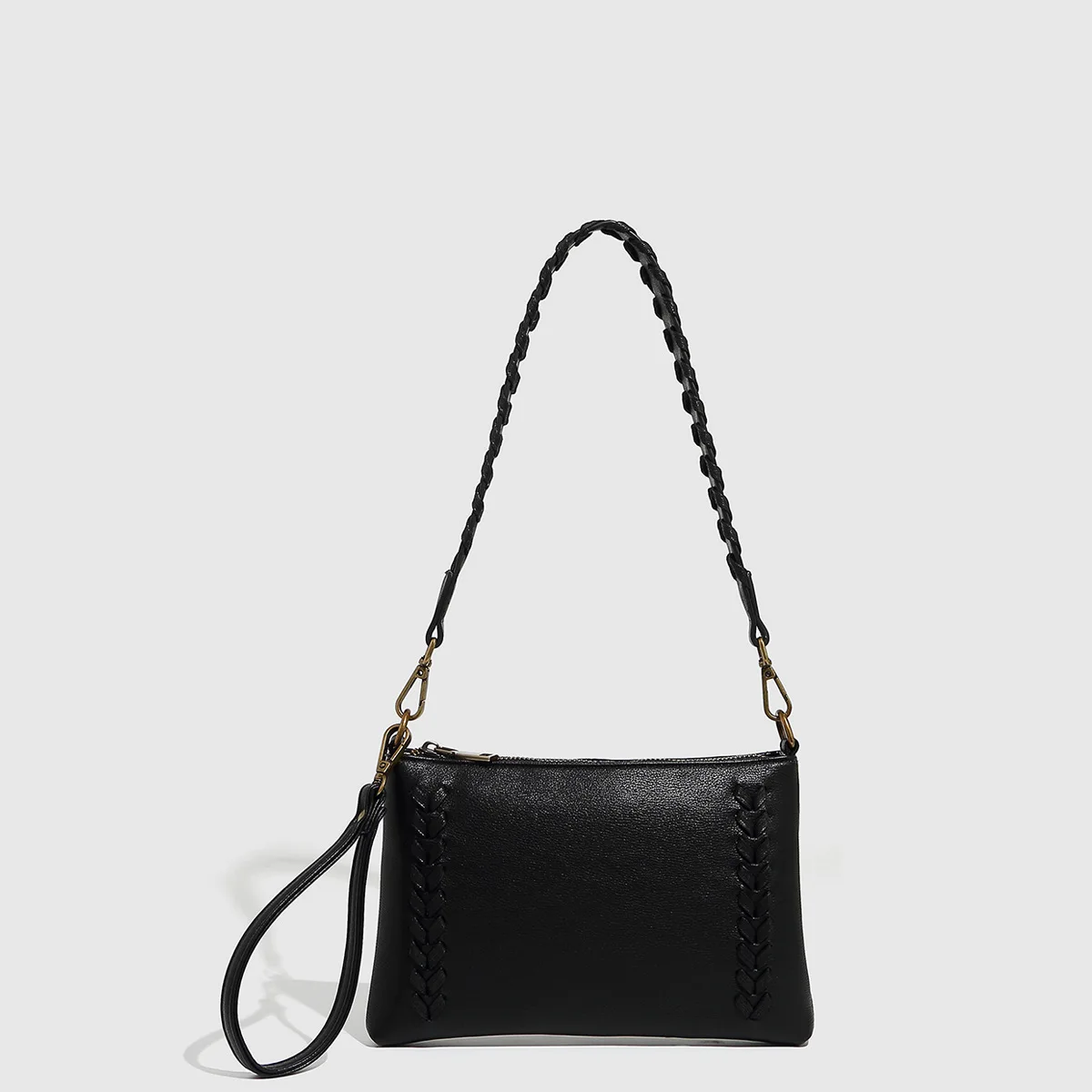 

2025 new PU hand-woven clutch bag drawstring shoulder casual women's underarm hand-held small square bag