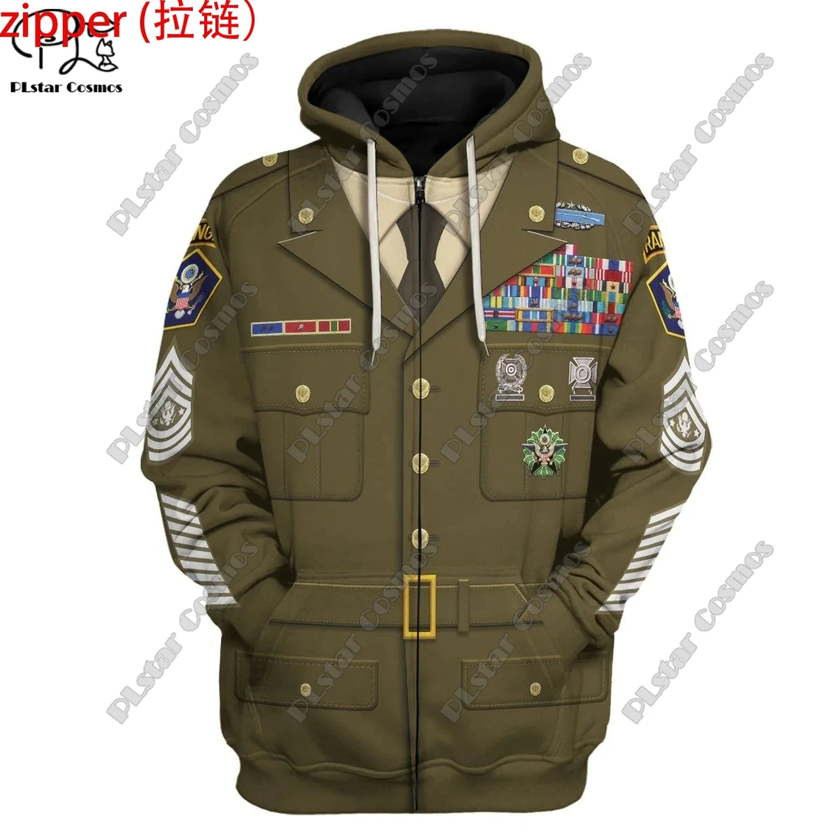 

Infantry US Soldier Uniform 3D Printed Character Streetwear Womens Mens Zip Hoodie