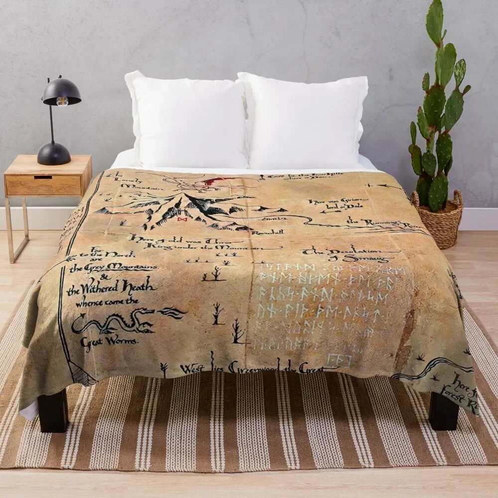 

map of the lonely mountain, Erebor Throw Blanket Warm Comfortable Blanket Gift for Parents Friends