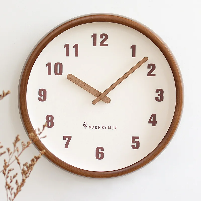 

New Home Living Room Retro Solid Wood Wall Clock Modern Simple Creative Silent Wall Clock Home Decor