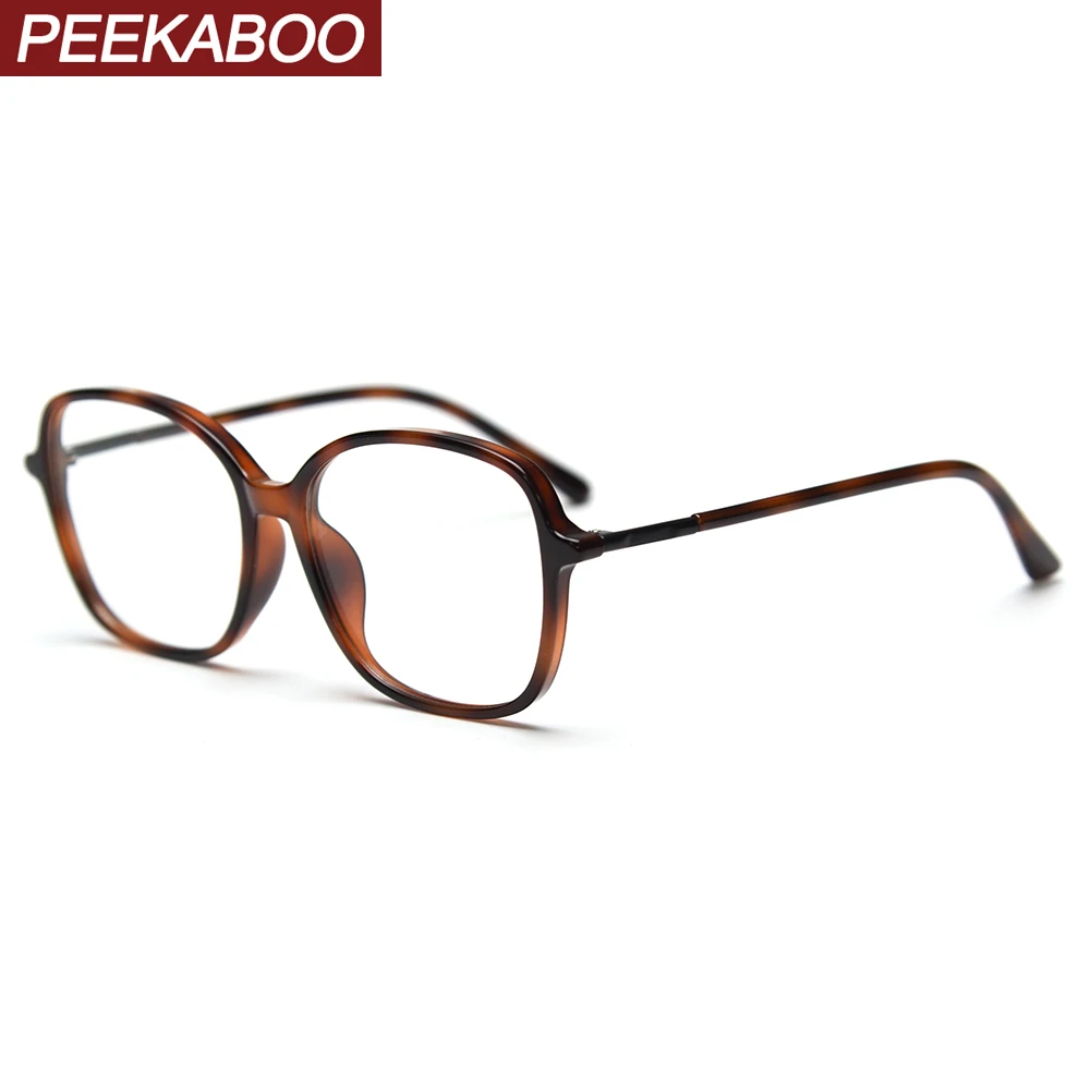 Peekaboo big frame eyeglasses women TR90 clear lens fashion square glasses for men leopard transparent unisex gift items