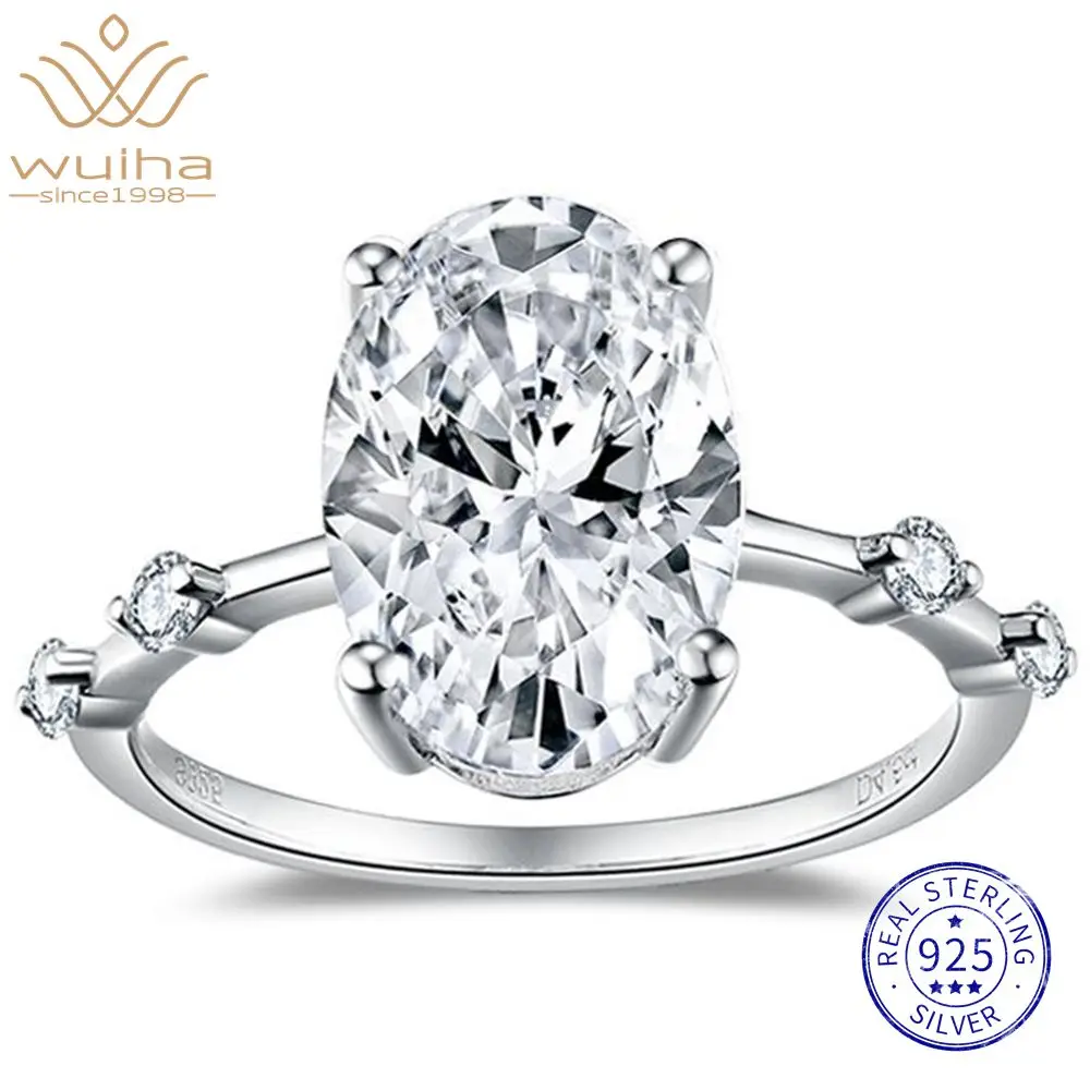 

WUIHA 100% настоящее серебро 925 пробы VVS1 D Цвет Овальная огранка 4,5 CT GRA Муассанит Бриллиант Свадебные обручальные кольца Изысканные ювелирные изделия