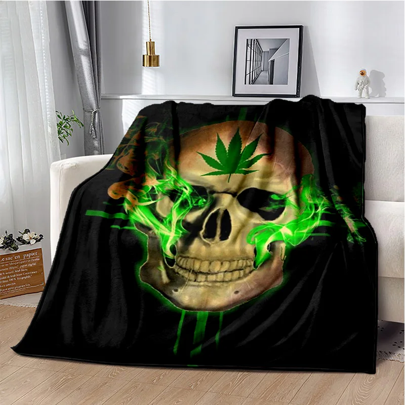 skull plant Cannabis sativa L Weeds Blanket for Beds Hiking Picnic Quilt Fashionable Bedspread Fleece Throw Blanket