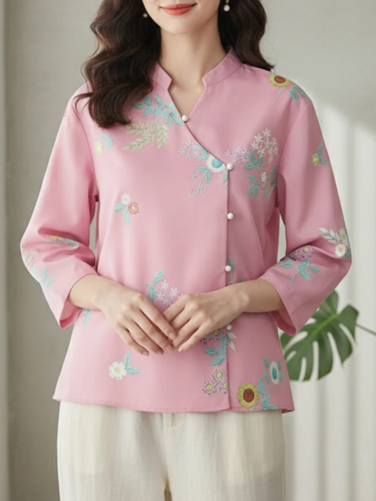 

ZANZEA Women Vintage Floral Print Shirts V-Neck Long Sleeve Asymmetrical Placket Blouses Autumn 2025 Casual Woman Clothes S-3XL