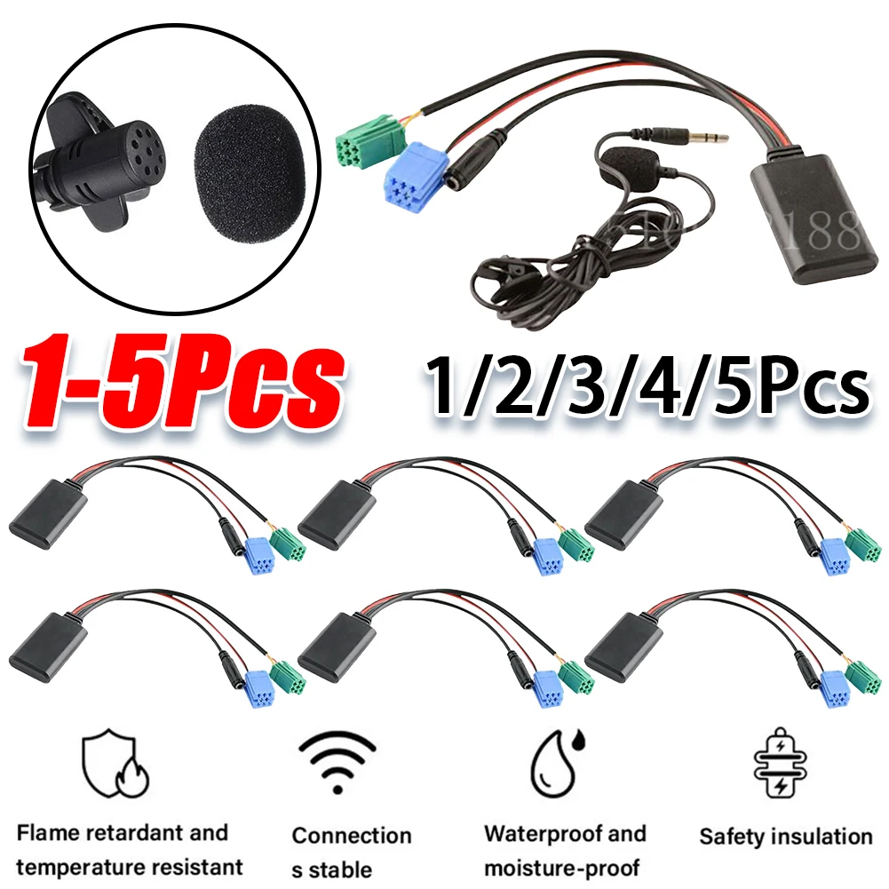 Car Bluetooth-Compatible Module AUX Adapter MIC Handsfree 6Pin AUX Cable for Renault Espace Kangoo Megane Laguna 2005-2011