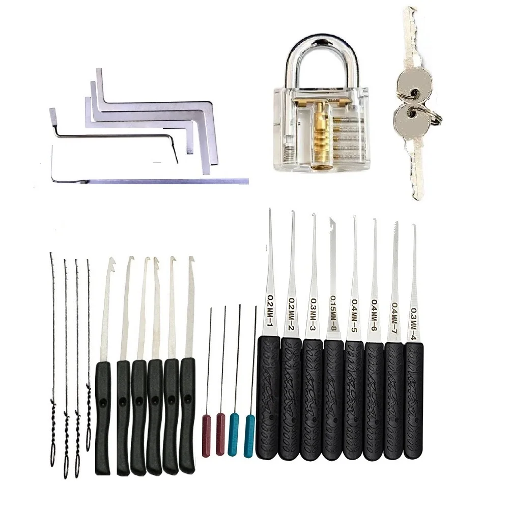 Professional Lock Pick Set Hand Tools Locksmith Tools Remove Hooks Lock Pin Broken Key Extractor Practice Pick Lock Combination