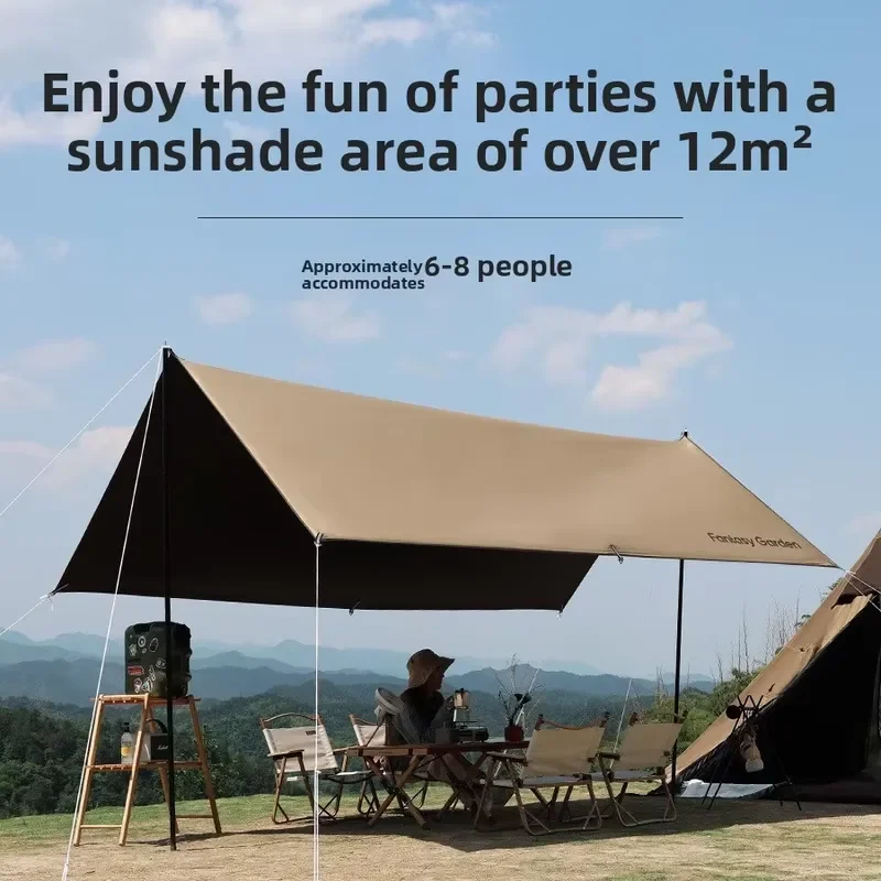 Polyester Canopy Tent with Aluminum Rods Portable Large Waterproof Sunscreen Awning for Camping Picnic