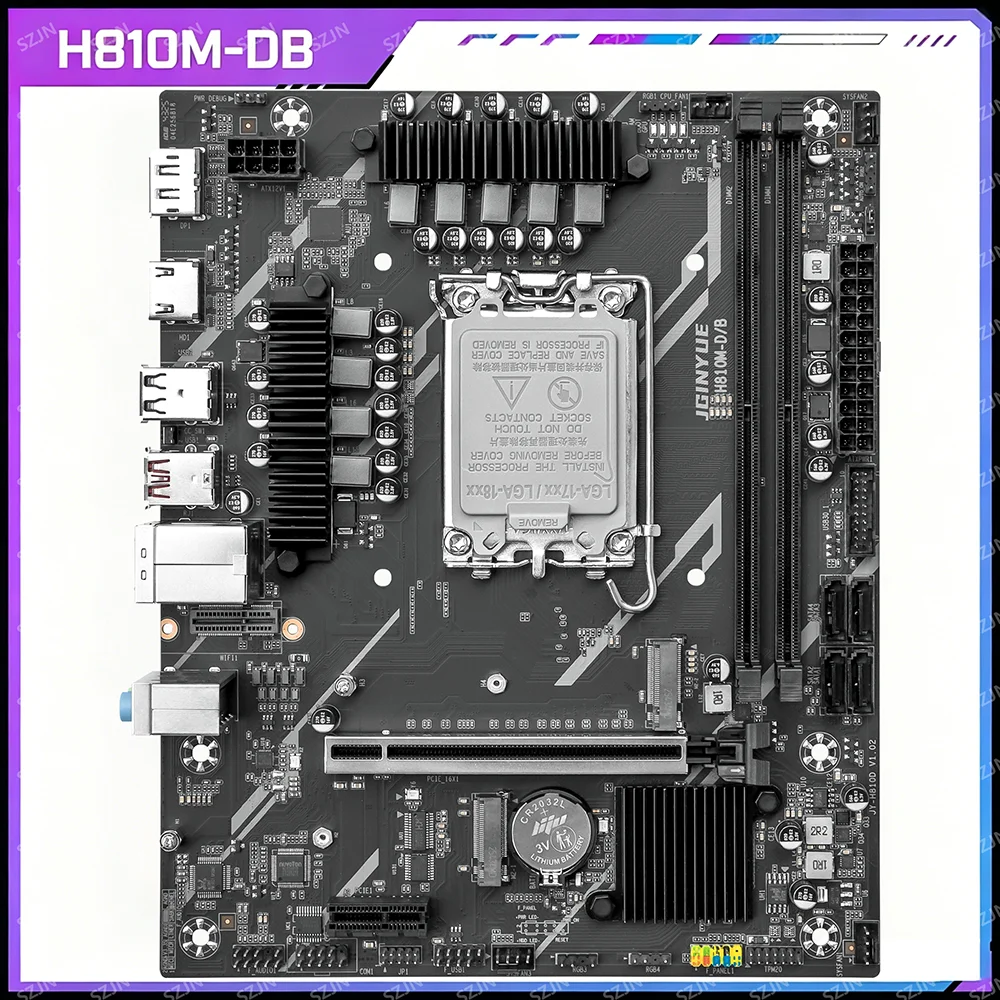 H810 Motherboard LGA 1851 Supports Intel Core Ultra 200 Series,DDR5 MAX64G,M.2 NVME, HDMI DP, ARGB, USB3.2 Desktop Mainboard