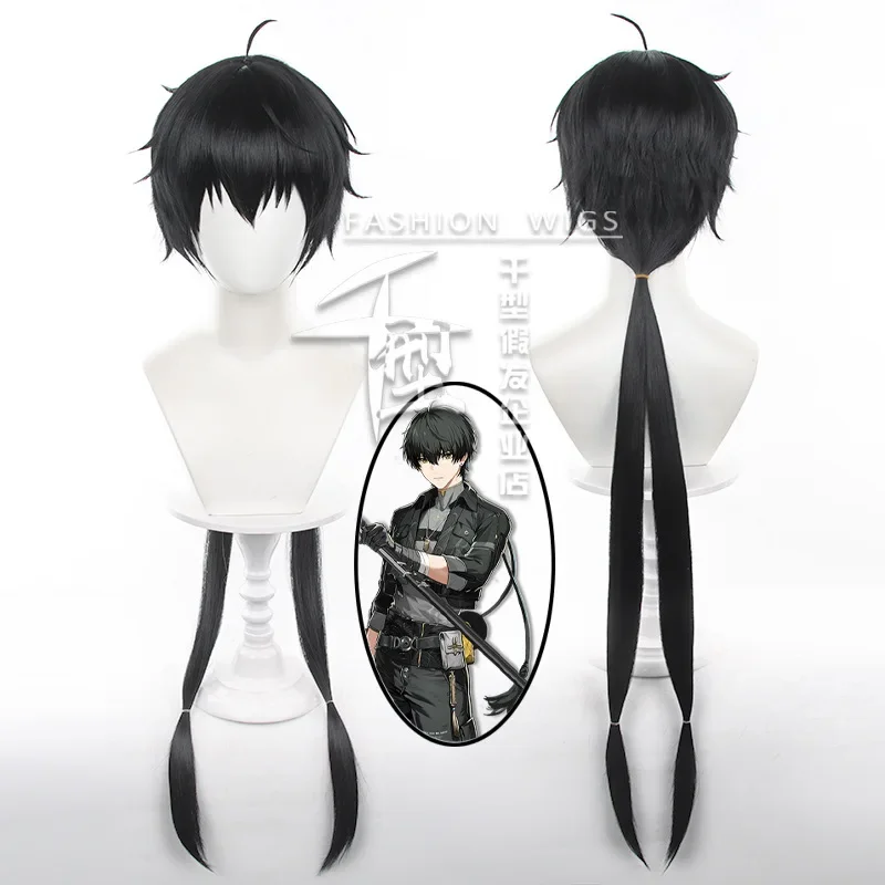 

Rover Male Cosplay Wig Game Wuthering Waves Cos Black Short Hair 90CM Long Braid Main Character Resonator Halloween Party