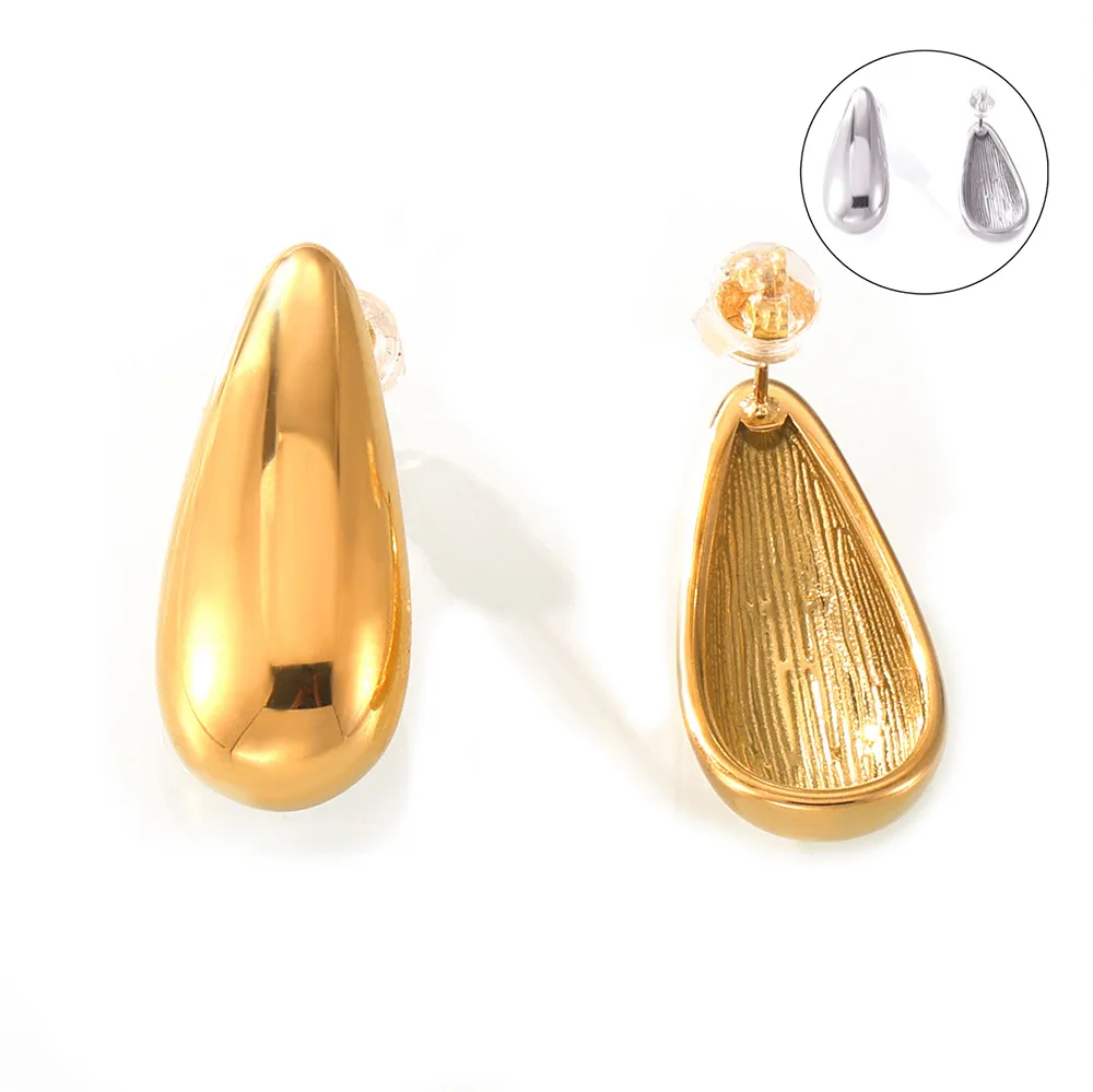 

New glossy melon seed shaped earrings Luxury gold-plated simple fashion jewelry