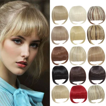 클립 인 앞머리 프린지(템플 포함) 여성용 헤어피스 일상 착용용 합성 헤어 익스텐션 앞머리