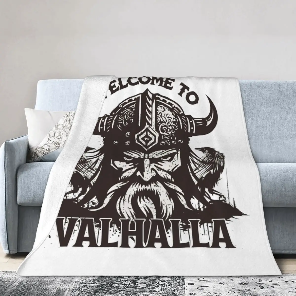 

Black And White Brutal Viking Art Bed Blanket Flannel Blanket Flannel Blanket Air conditioning blanket