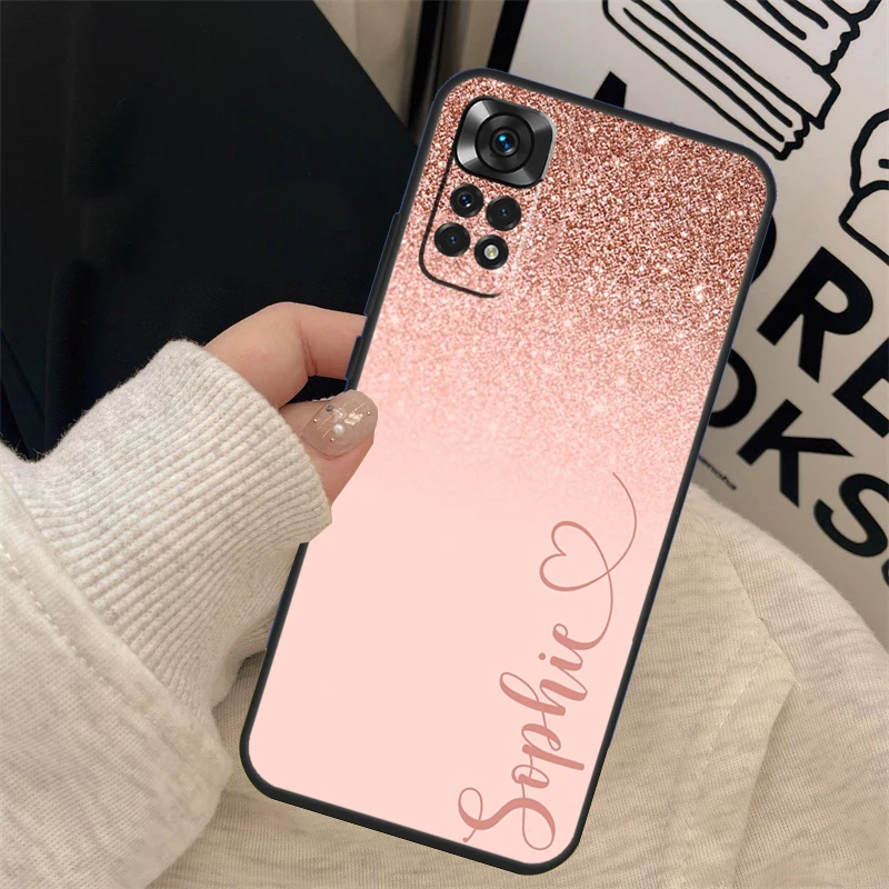 Personalised name initial Cover For Xiaomi Redmi Note 12 11 Pro 8 9 10 Pro 12S 10S 11S 9S Redmi 12 9C 10C 12C Case