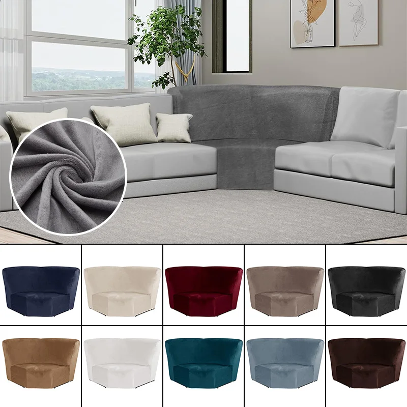 Velvet Corner Sofa Cover Furniture Protector Slipcover for L Shape Sectional Recliner Couch Reclining Sofa Additional Seat