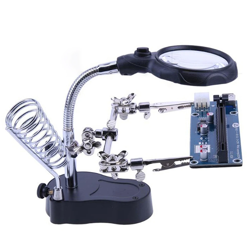 Desktop Welding LED Magnifier 3X/4.5X/25X magnifying glass Alligator Clip Holder Clamp Helping Hand Soldering Repair Tool