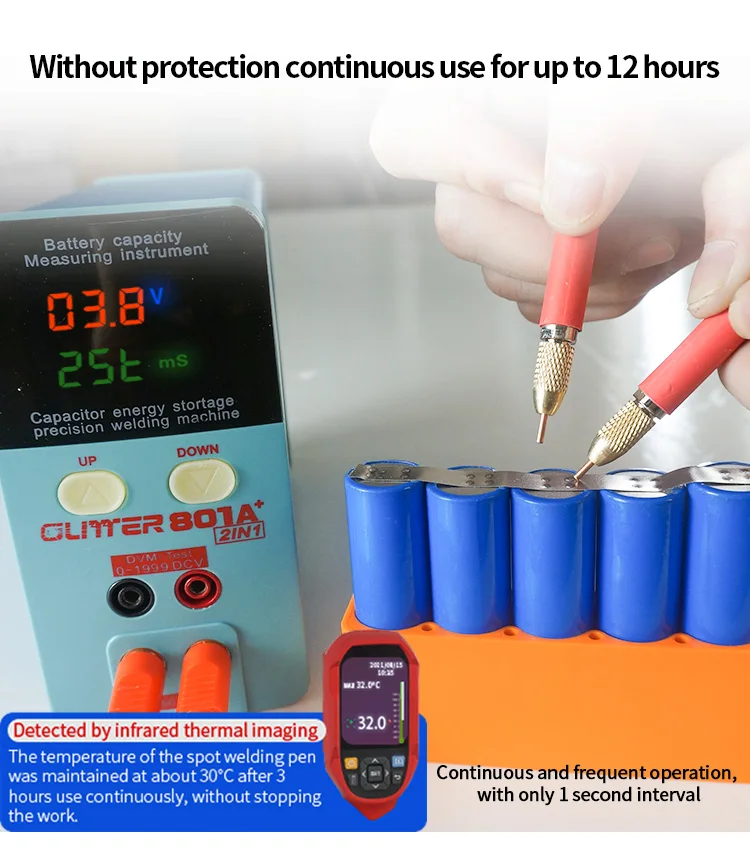 GLITTER 801A + аккумулятор для точечной сварки, конденсатор для хранения энергии, прецизионный импульсный аппарат для точечной сварки 18650, инструмент для ремонта сварки с литиевой батареей