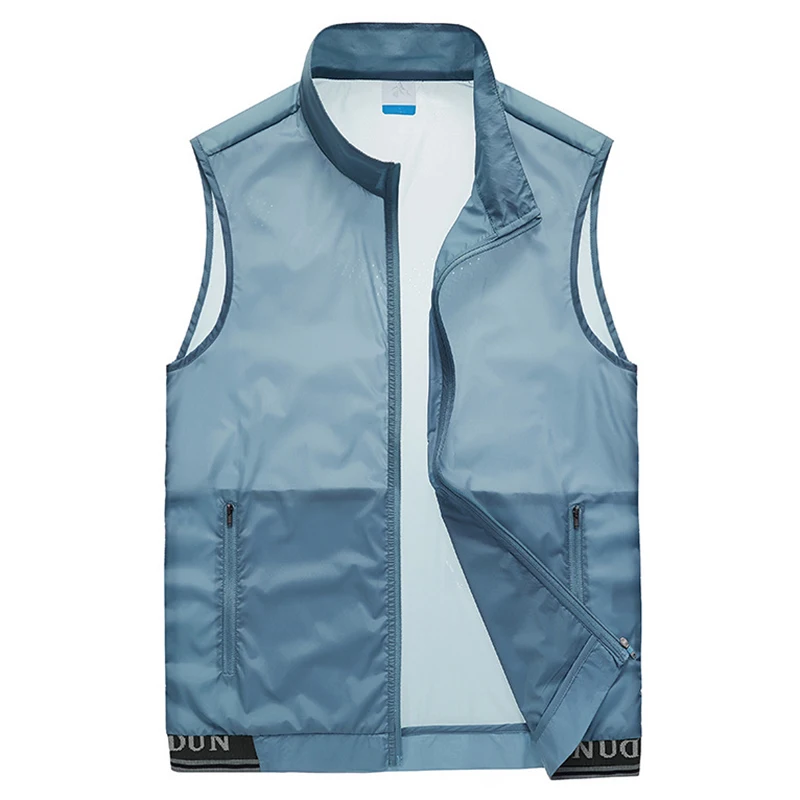 

5XL Summer New Ultra-thin Vest Men Outdoor Zipper Pocket Solid Color Cool Vest Hiking Fishing Photography Leisure Cargo Vest Men