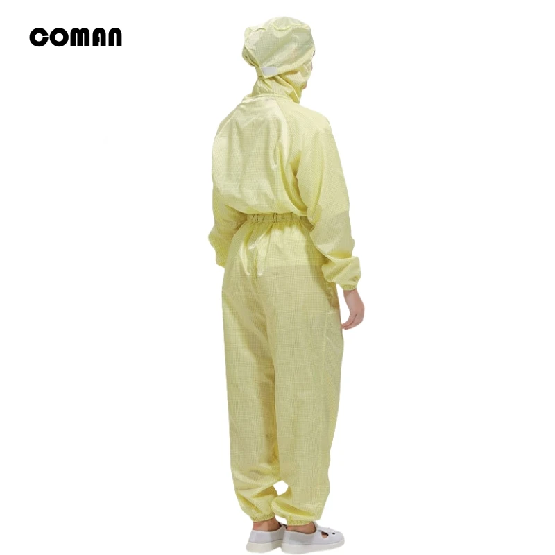 Anti-Static Dustproof Coverall with Hood Slim Fit Split Design Cleanroom Protective Clothing Long Sleeved Safety Workwear