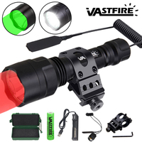 Professional LED Flashlight for Hunting Green/Red/White Light Tactical Night Scout Lights Set Fish Light USB Rechargeable Torch