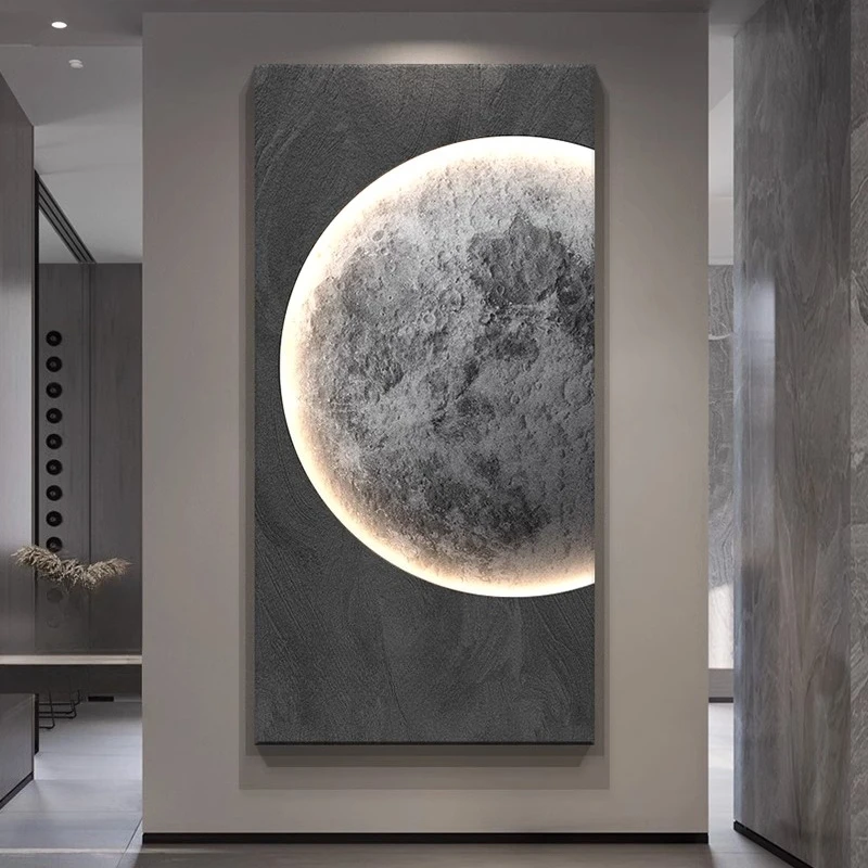 

Modern simple entrance entrance decoration light sense moon lamp painting corridor aisle hanging painting high-end atmosphere
