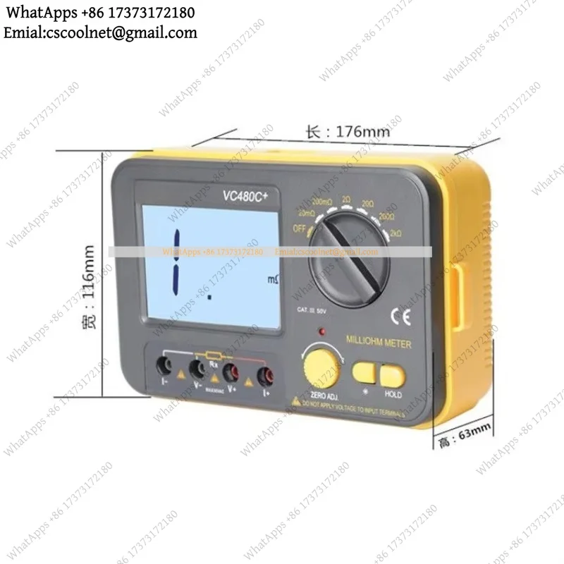 YX2 VC480C+ Digital Milliohmmeter DC Low Resistance Tester 0.01mΩ-2kΩ Micro Ohm Meter for Transformer Circuit Board General Test