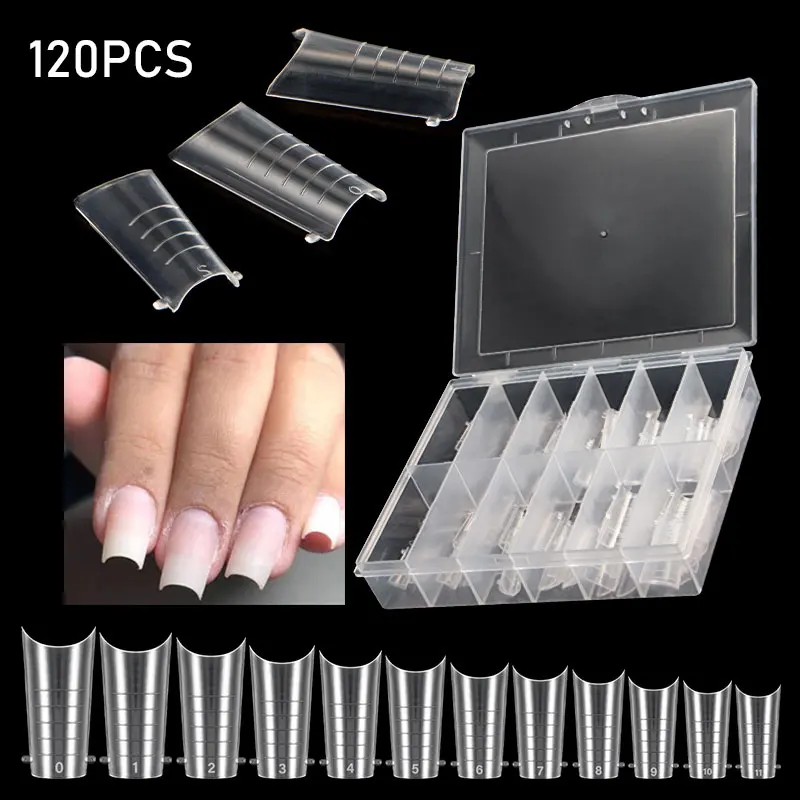 120 Stuks Nail Form Quick Building Uv Gel Mold Voor Nail Uitbreiding Formulieren Nail Art Valse Nagel Tips Top Schimmel voor Dual Formulieren