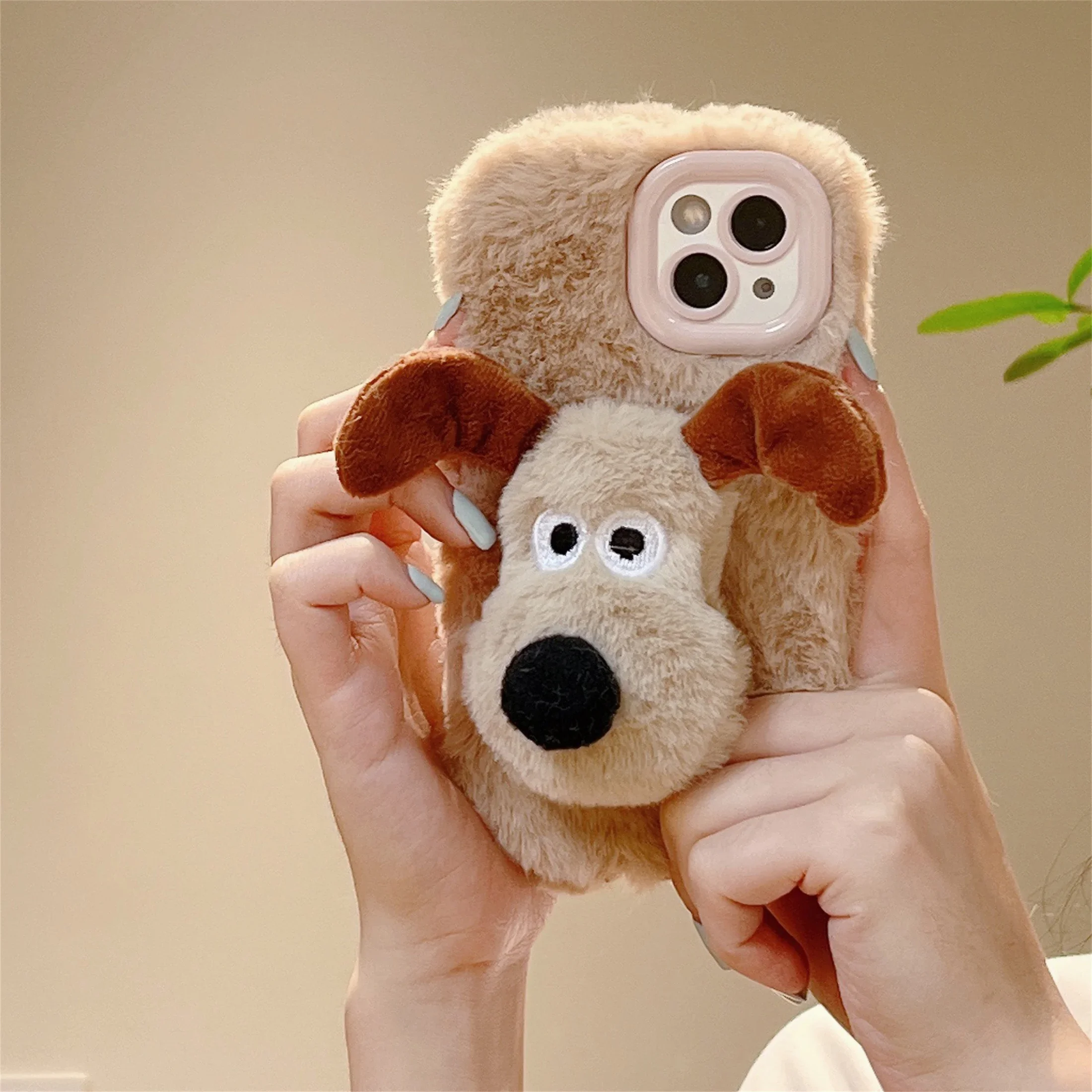 Plush Ins Cute Master Dog Phone Case for IPhone16 15 14 13 11 12 Pro Max Shockproof Furry Warm Fur Anti-drop Protective  Cover